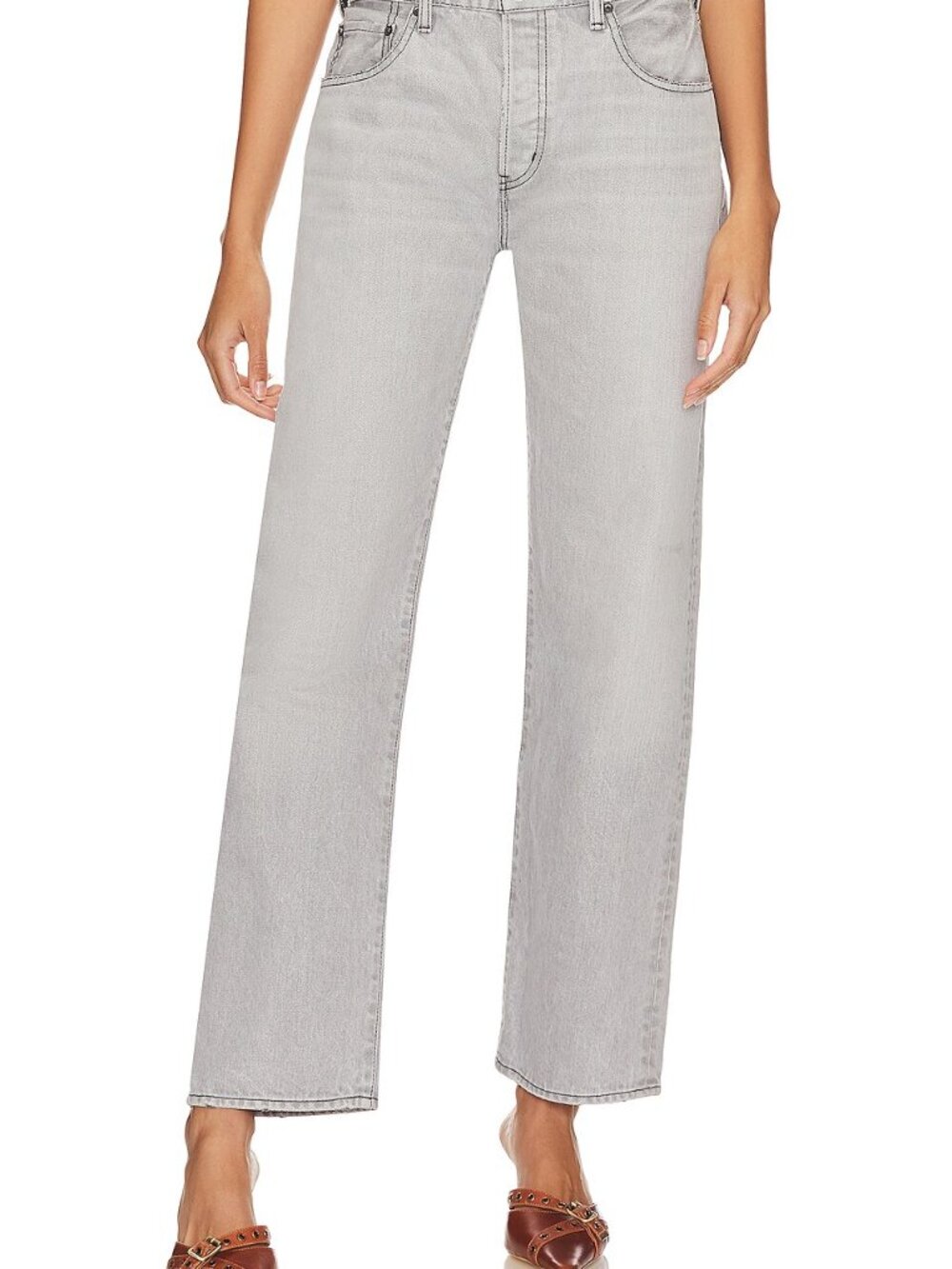 NWT Moussy Vintage Panaca Straight Jeans Light Black Made in Japan Size 28 - Picture 2 of 6